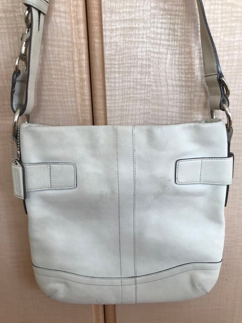 Coach White Shoulder Bag Ladies Handbag 10.6×10.2×1.6 in Authentic